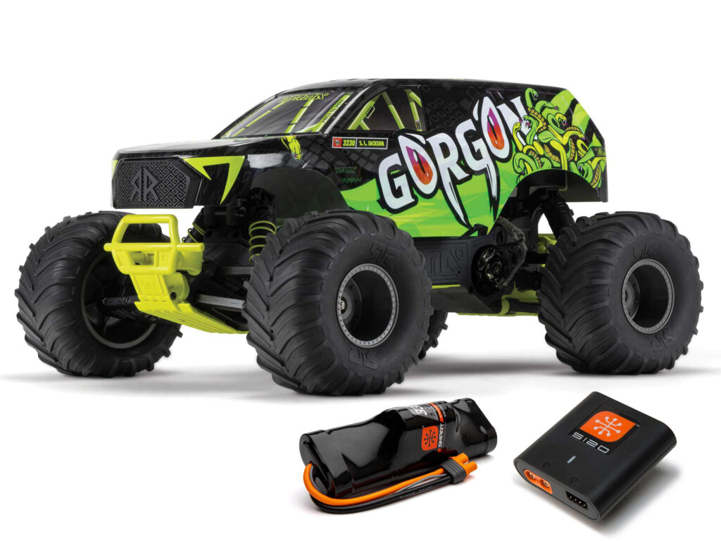 ARRMA Gorgon 2wd MT 1/10 RTR Smart w/8.4v Batt/USB Charger Yellow