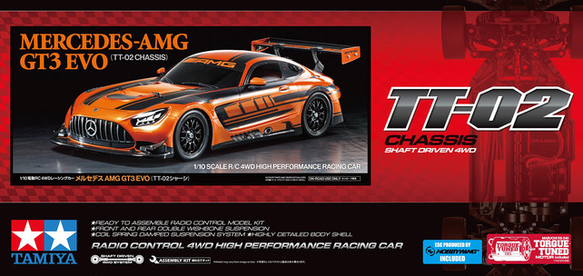 Tamiya Mercedes-AMG GT3 EVO (TT-02) with Orange Painted Body